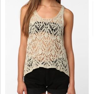 Staring at Stars Crochet Lace-Up Sweater Tank Top